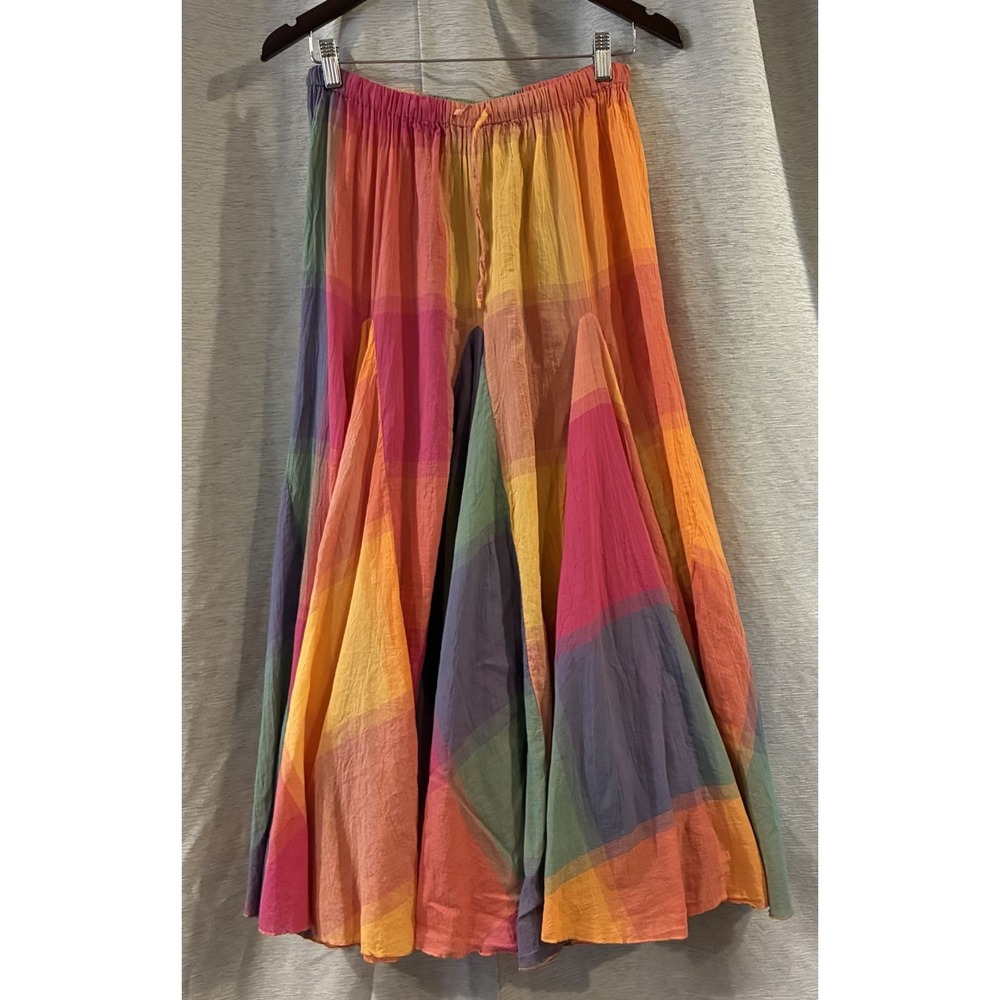 Denim 24/7 Long Colorful Fully Flared Skirt Elastic Waist Cotton 14W T-320